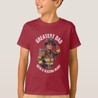 T-shirt Grand papa avec un héros de pompier de coeur Blazi