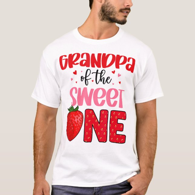 T-shirt Grand-Père De La Douce Une Fraise Anniversaire Fam (Devant)