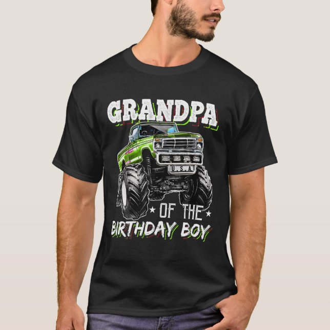 T-shirt Grand-père de l'Anniversaire Garçon Monster Camion (Devant)