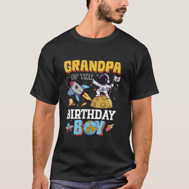 T-shirt Grand-Père De L'Astronaut Anniversaire Thème Espac (Devant)