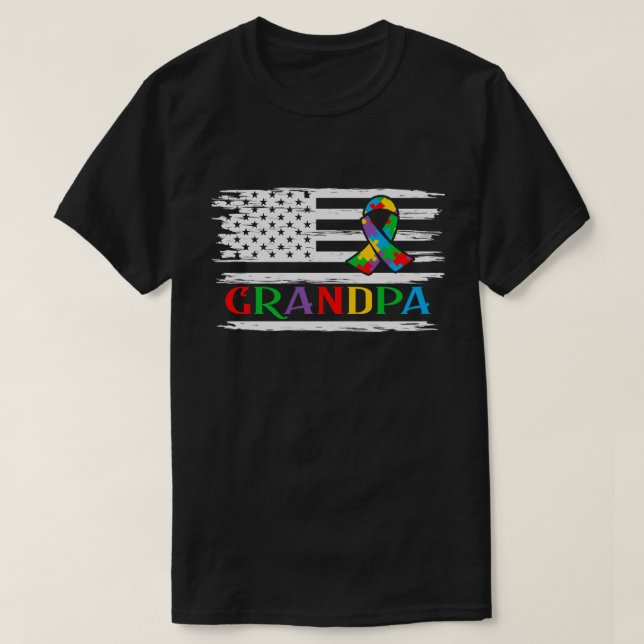 T-shirt Grand-père de l'autisme, sensibilisation sur l'aut (Design devant)