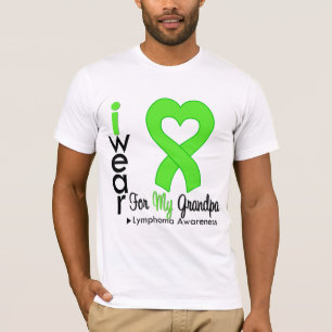 T-shirt Grand-père de soutien cardiaque vert Lymphoma Lim