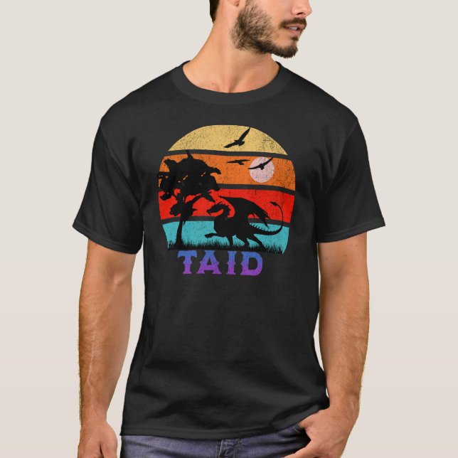 T-shirt Grand-père de Taid Retro Sunset Dragon (Devant)