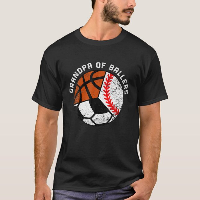 T-shirt Grand-Père Des Ballers Drôle Baseball Soccer Bask (Devant)