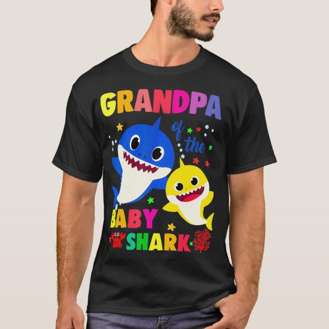 T-shirt Grand-Père Du Bébé Requin Anniversaire Grand-Père  (Devant)