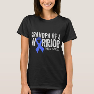 T-shirt Grand-Père D'Un Guerrier T1D Diabétique Bleu Ribbo