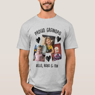 T-shirt Grand-père fier | Photos et noms personnalisés