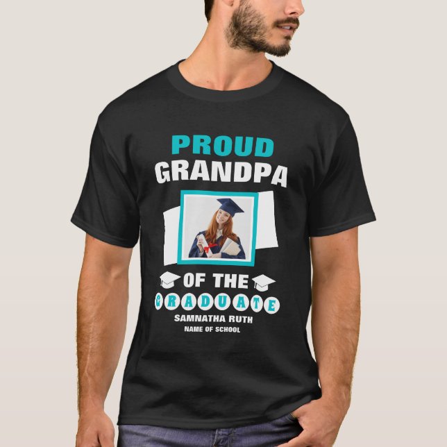 T-shirt Grand-Père Fière Personnalisé De La Photo Graduate (Devant)