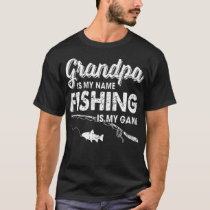 T-shirt Grand-père is my nom Fishing is my awesome colored