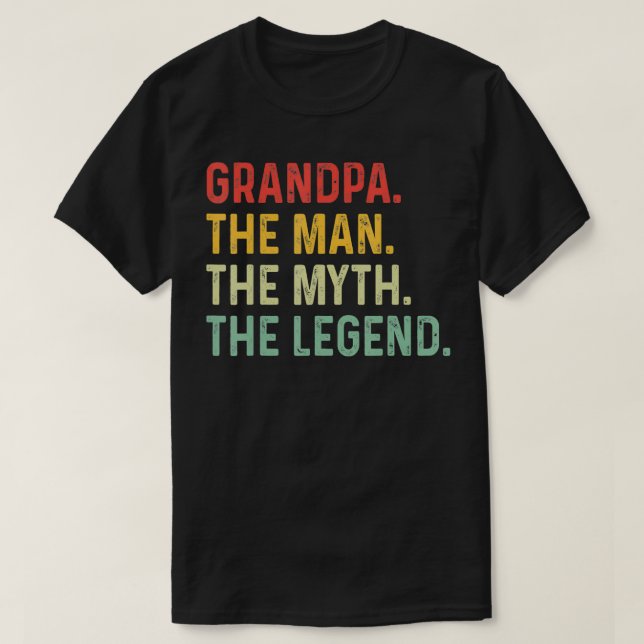 T-shirt Grand-père L'Homme Le Mythe Le Mythe Les Pères Jou (Design devant)