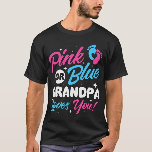 T-shirt Grand-Père Rose Ou Bleu Vous Aime - Bab Révélateur (Devant)