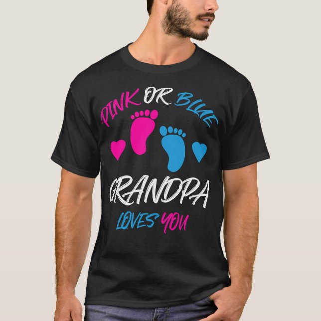 T-shirt Grand-père rose ou bleu vous aime la révélation de (Devant)