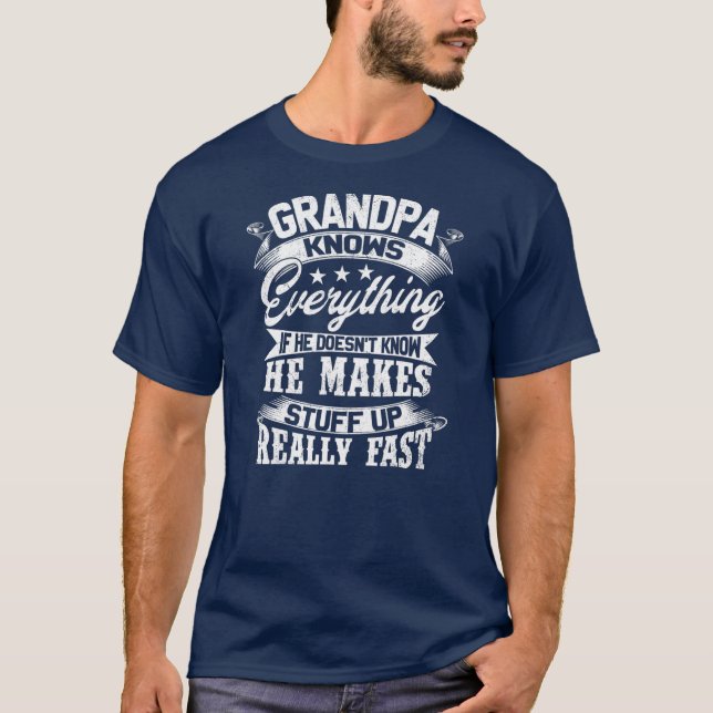 T-shirt Grand-Père Sait Tout Ce Dons Drôle Pour Père (Devant)