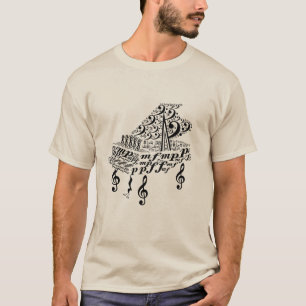 T-shirt Grand piano, Chopin, notes de musique, symboles mu