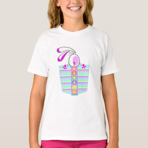 T-shirt Grand poche de Pâques colorée de lapin par paste