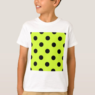T-shirt Grand pois - noir sur le jaune fluorescent