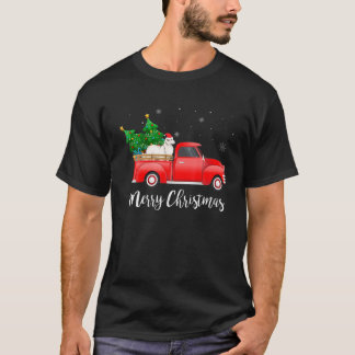 T-shirt Grand Pyrénées Chien équitation Camion Rouge Noël