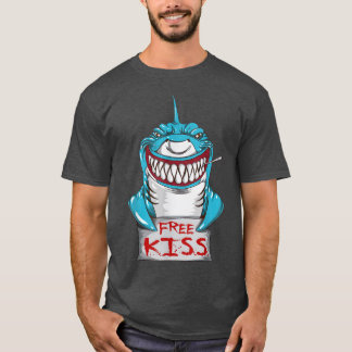 T-shirt Grand requin blanc Gratuit Baiser Shark Bite Teeth
