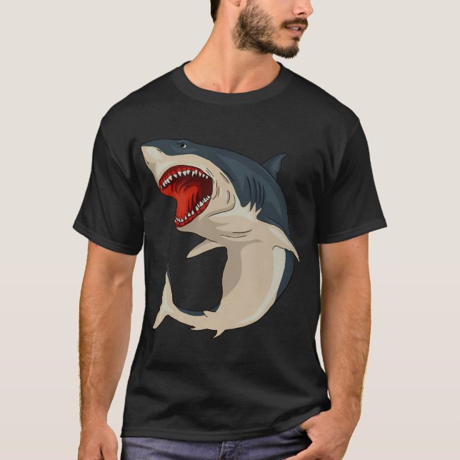 T-shirt Grand requin blanc mâchoires ouvertes (Devant)