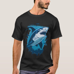 T-shirt Grand requin blanc nageant avec de petits poissons