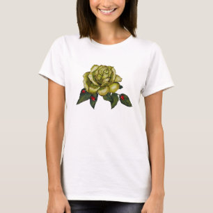 T-shirt Grand rose jaune avec les coccinelles rouges