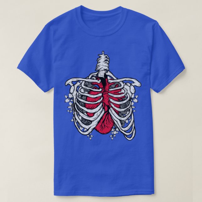 T-shirt Grand squelette de coeur rouge (Design devant)