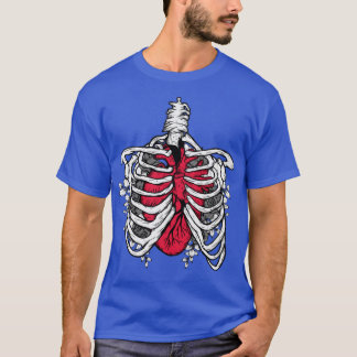 T-shirt Grand squelette de coeur rouge