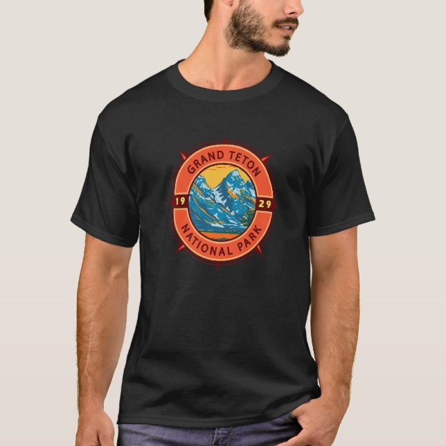 T-shirt Grand Teton National Park Retro Compass Emblem Pre (Devant)