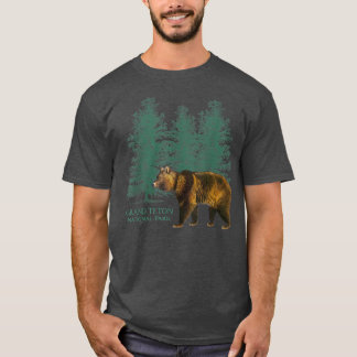T-shirt Grand Teton National Park Wyoming Bear Trees Retro