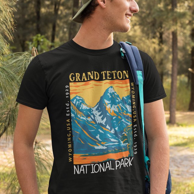 T-shirt Grand Teton National Park Wyoming Retro Trouvé (Créateur téléchargé)