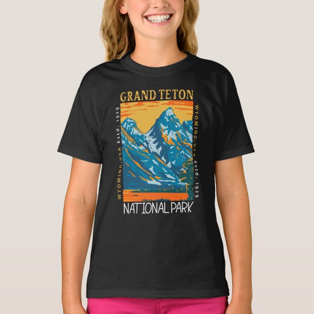 T-shirt Grand Teton National Park Wyoming Retro Trouvé (Devant)