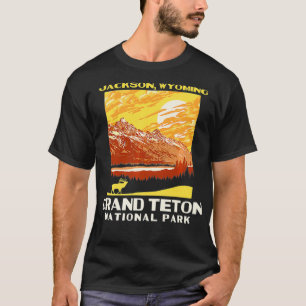 T-shirt Grand Tetons National Park Jackson WY WPA Style Vi