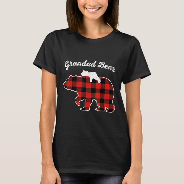 T-shirt Grandad Bear Flannel Red Plaid Pajama Family Match (Devant)