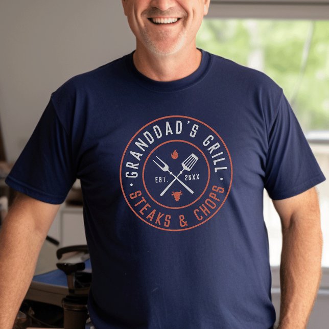 T-shirt Granddad's Grill Personnalisé Année Créée (Créateur téléchargé)