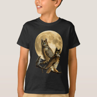 T-shirt Grande chemise Halloween de lune de hibou à cornes