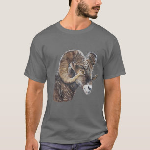 T-shirt Grande corne Brown réaliste Grand mouton Art orig