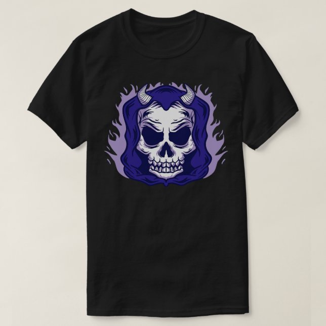 T-shirt Grande Faucheuse Grim avec cornes (Design devant)