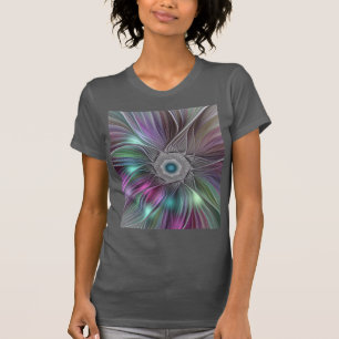 T-shirt Grande Fleur colorée Abstraite Trippy Fractal Art