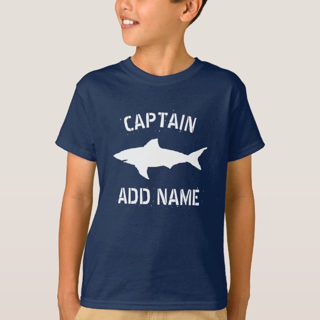 T-shirt Grande silhouette de requin blanc capitaine de bat (Devant)