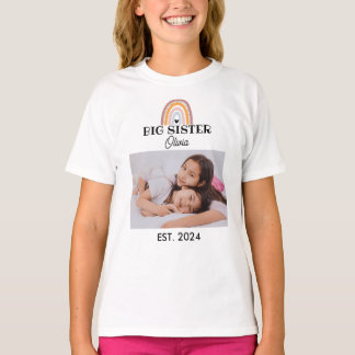 T-shirt Grande soeur arc-en-ciel personnalisée avec photo