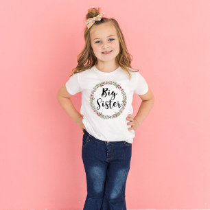 T-shirt Grande Sœur Couronne Fleurie Filles