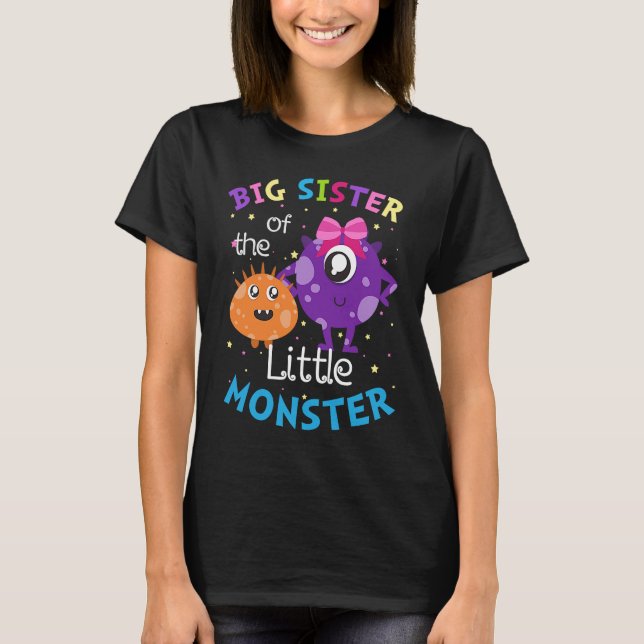 T-shirt Grande Soeur Du Petit Monstre Anniversaire (Devant)
