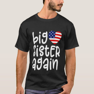 T-shirt Grande Sœur Encore pour Filles 4 Juillet Drapeau A