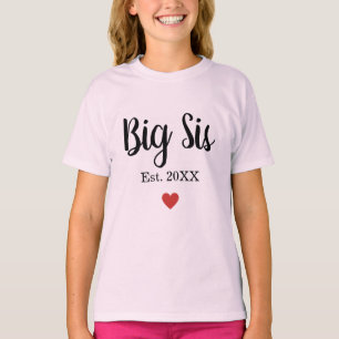 T-shirt Grande Soeur Etablie Année Petit Coeur Personnalis