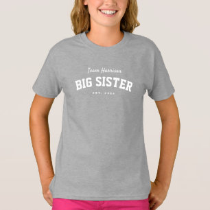 T-shirt Grande soeur fun sporty personnalisées texte blanc