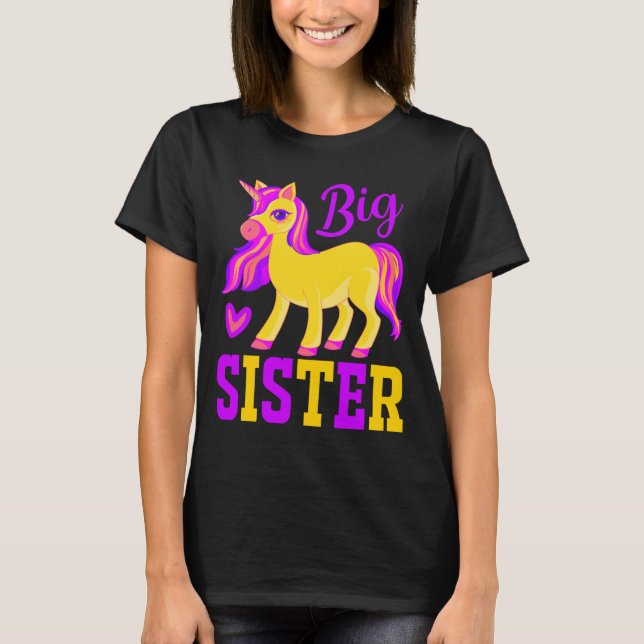 T-shirt Grande soeur licorne magique (Devant)