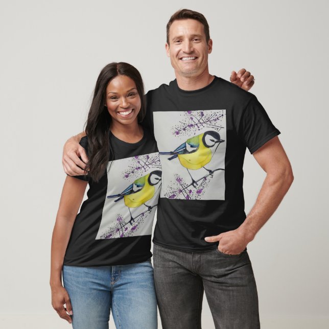 T-shirt Grande Tit Bird Dessin, Main Tirée Bird Britanniqu (Unisexe)