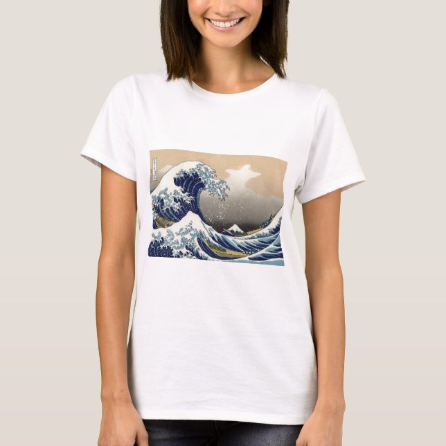 T-shirt Grande vague de Kanagawa Oriental Fine Art (Devant)