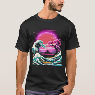 T-shirt Grande vague de Kanagawa Retro Glitch Vap esthétiq