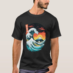T-shirt Grande Vague Mont Fuji Coucher de Soleil Art Japon